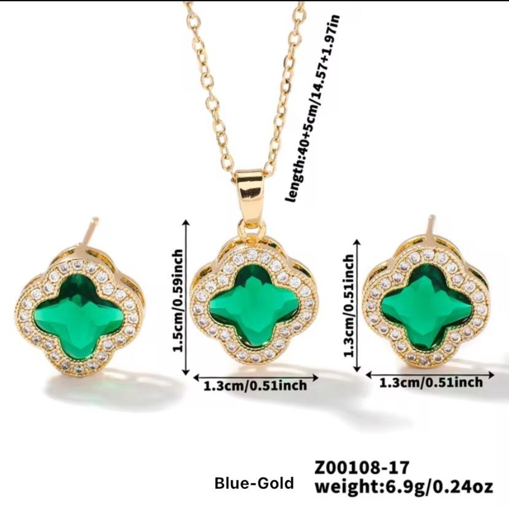 Elegant Gold and Green Jewelry Set